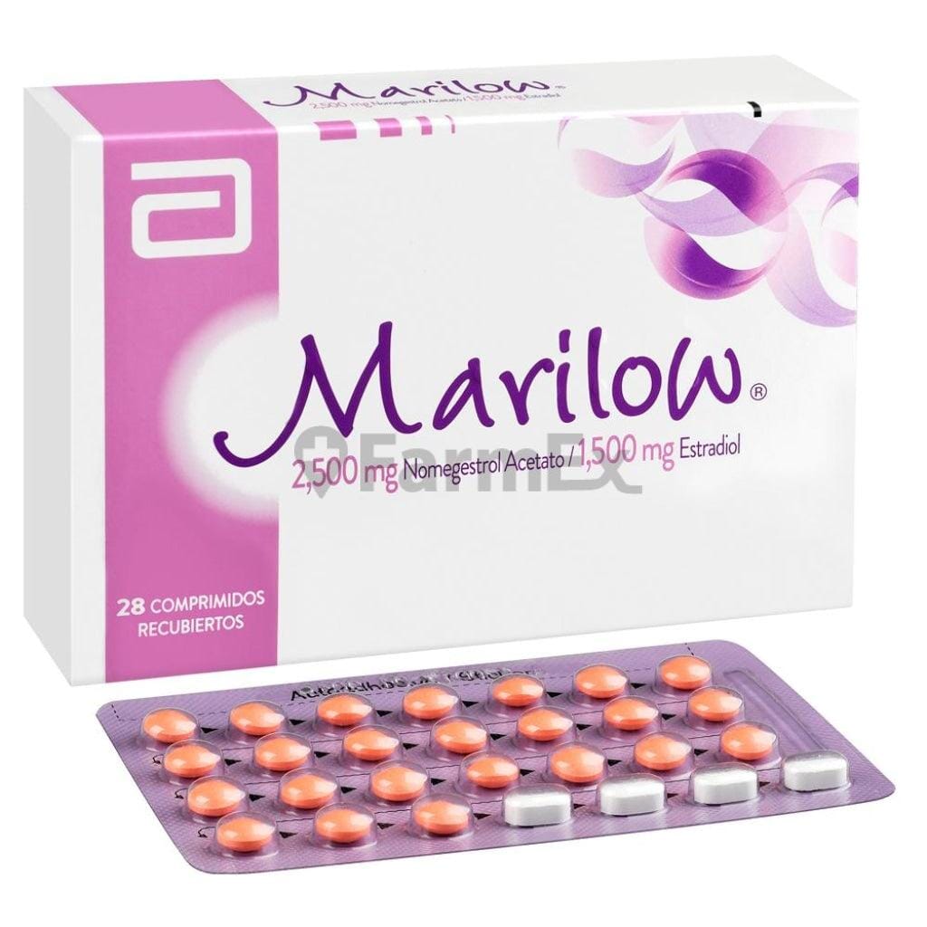 Marilow Nomegestrol 2,5 mg Estradiol 1,5 mg x 28 comprimidos Farmex-VidaTres-Persistente